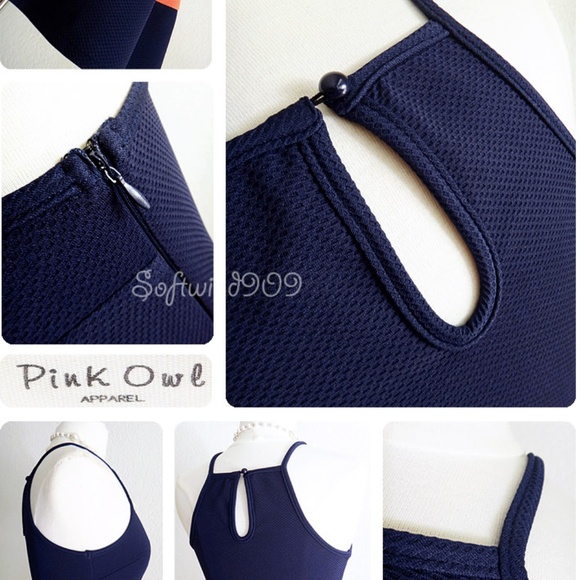 ☝️Last☝️ Navy Blue Orange Fit Flared Skater Dress - Picture 5 of 7